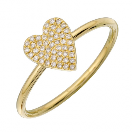 14k Yellow Pave Heart Ring