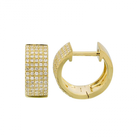 14k Yellow Gold Diamond Huggie Earrings