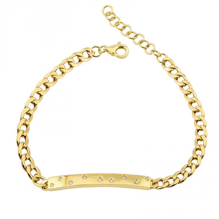 14k Yellow Gold Diamond Cuban Link Chain Bracelet-Bracelets-Maurice's Jewelers-