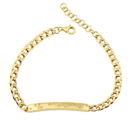 14k Yellow Gold Diamond Cuban Link Chain Bracelet