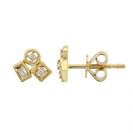 14k Yellow Gold Diamond Stud Earrings