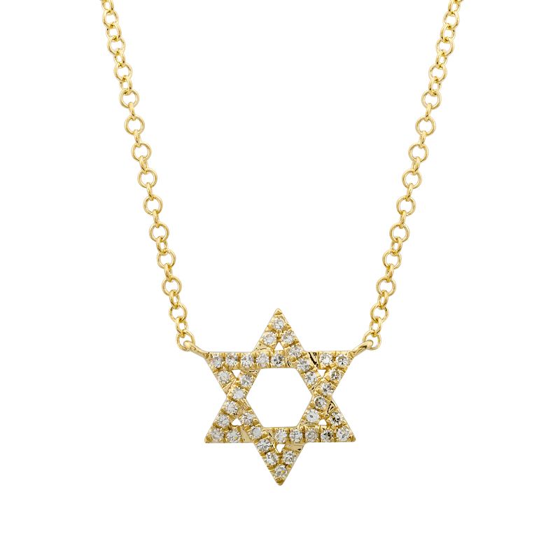14K Yellow Gold Diamond Star of David Necklace-Necklaces-Maurice's Jewelers-