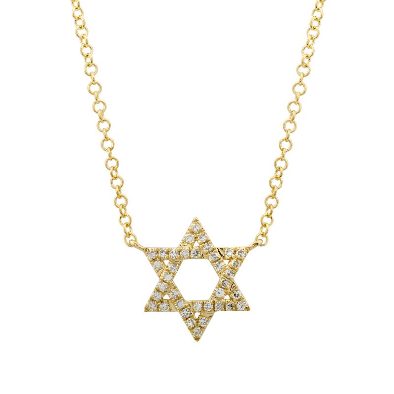 14K Yellow Gold Diamond Star of David Necklace