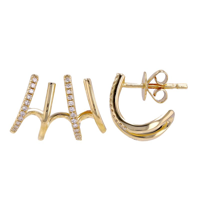 14K Yellow Gold Diamond Caged Lobe Earrings-Earrings-Maurice's Jewelers-