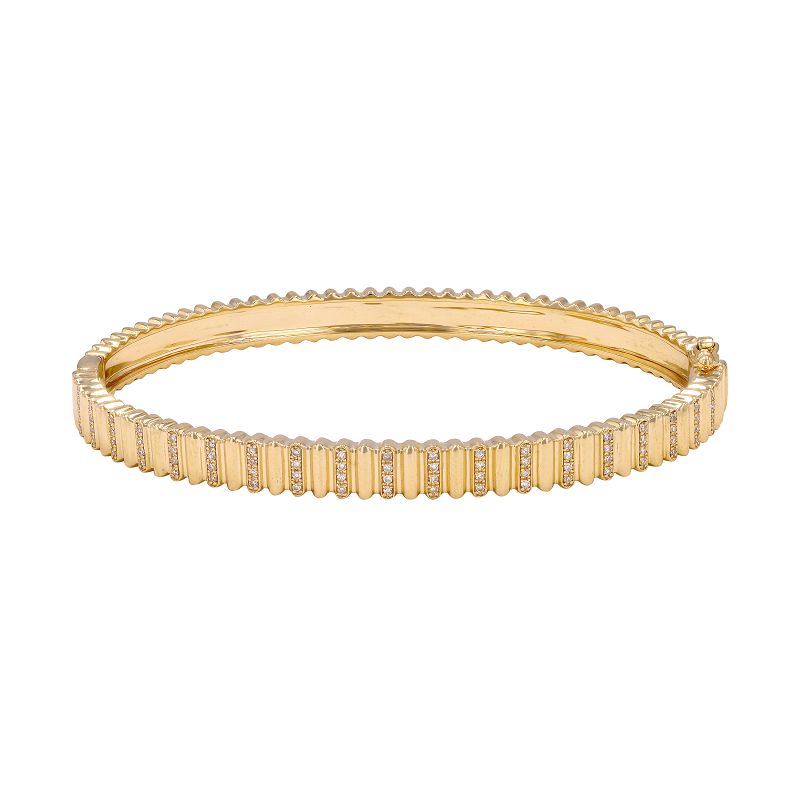 14K Yellow Gold Diamond Pleated Bangle-Bracelets-Maurice's Jewelers-