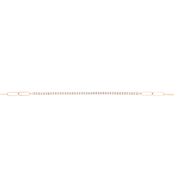 18K White Gold Diamond Tennis Paperclip Bracelet-Bracelets-UNISON (CBG)-ROSE GOLD-