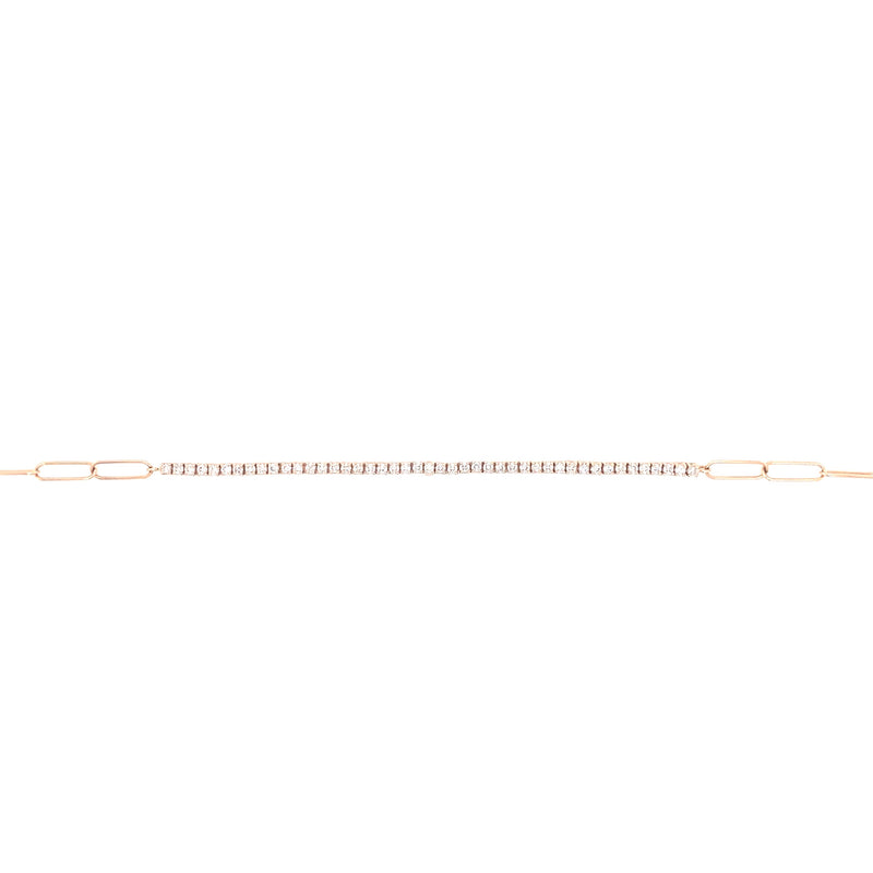 18K White Gold Diamond Tennis Paperclip Bracelet-Bracelets-UNISON (CBG)-ROSE GOLD-