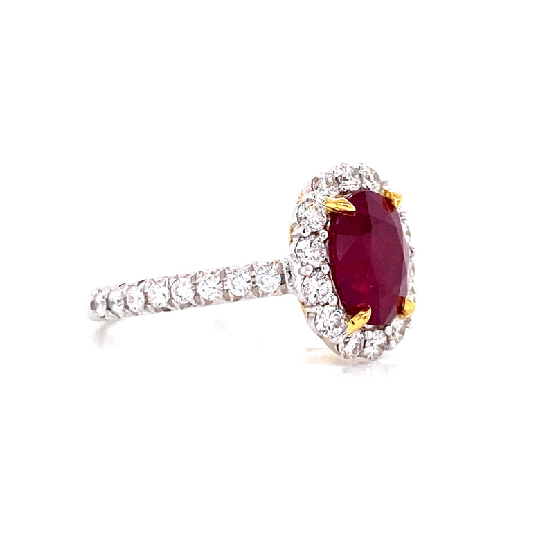 18K White & Yellow Gold Diamond + Oval Ruby Ring-Rings-first image design corp-