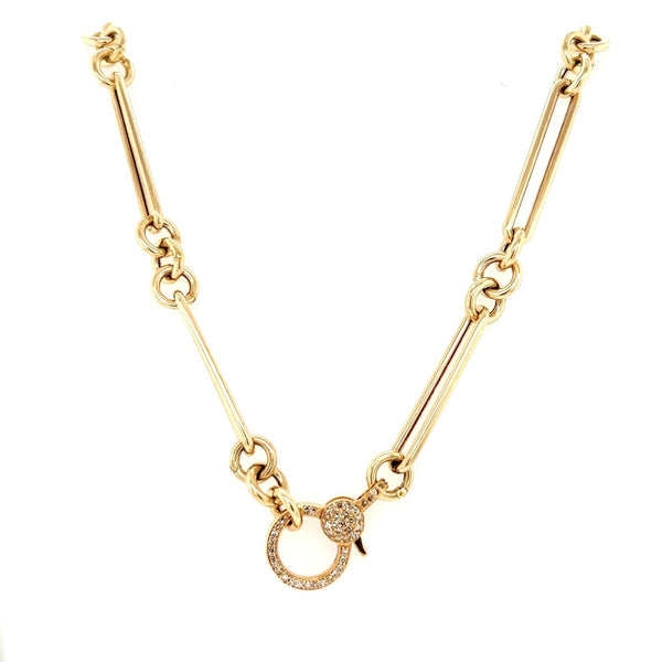 14k Yellow Gold Diamond and Mother of Pearl Octagon Charm-Charms & Pendants-Maurice's Jewelers -Necklace Only-
