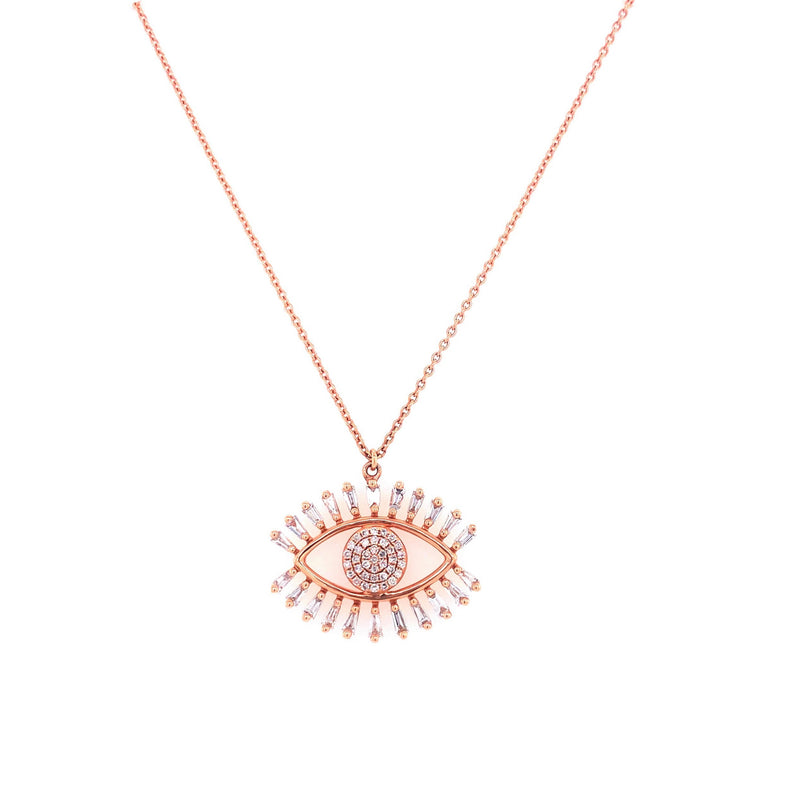 14K Rose Gold Diamond Evil Eye Necklace-Necklaces-Maurice's Jewelers-