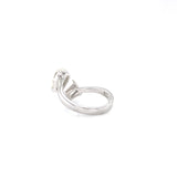 18K White Gold Pear + Emerald Diamond Open Cuff Ring
