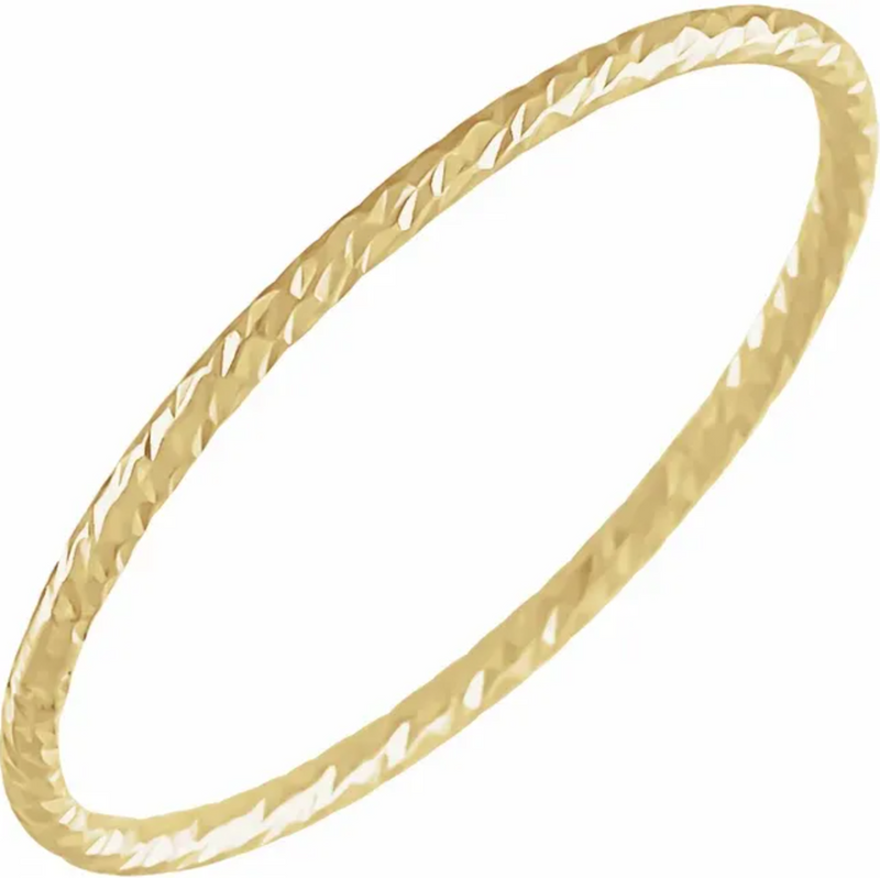 14k Yellow Gold Diamond Cut 1mm Band-Rings-Maurice's Jewelers-