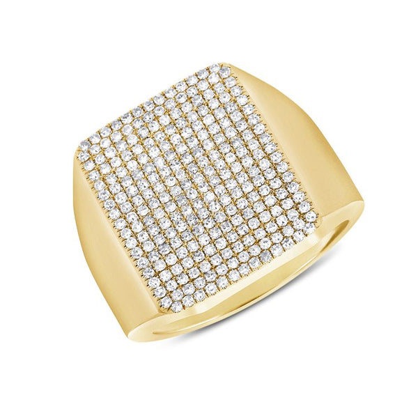14K Yellow Gold Diamond Pave Rectangle Ring