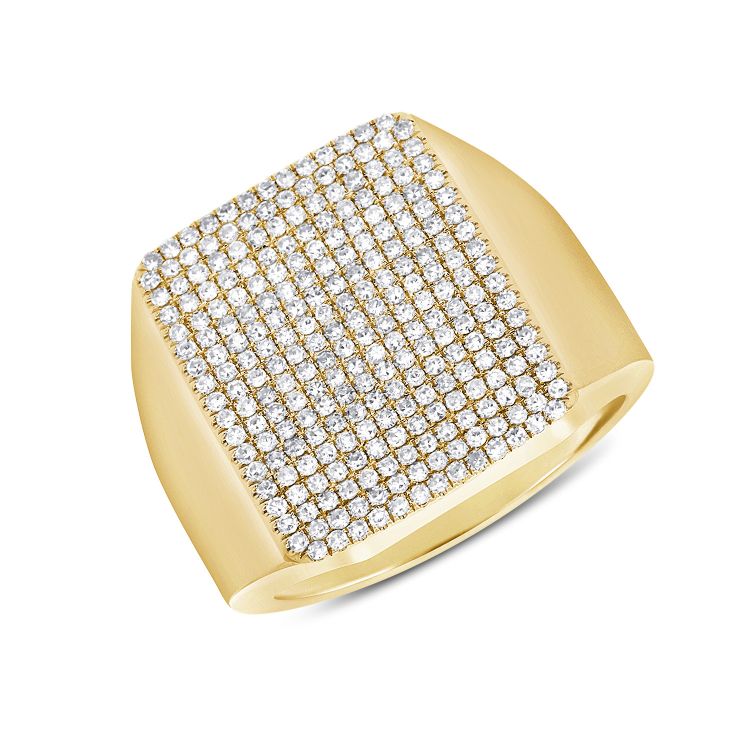 14K Yellow Gold Diamond Pave Rectangle Ring-Rings-Maurice's Jewelers-