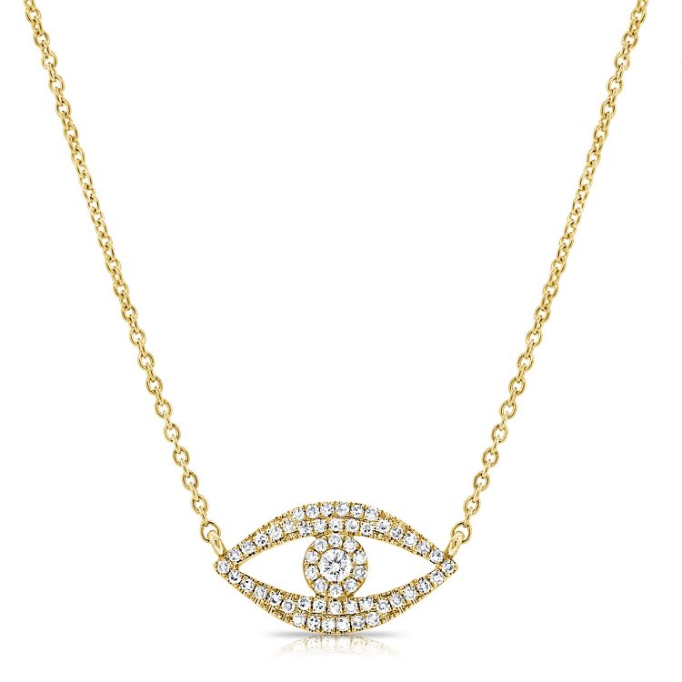 14K Yellow Gold Diamond Evil Eye Pendant-Necklaces-Maurice's Jewelers-