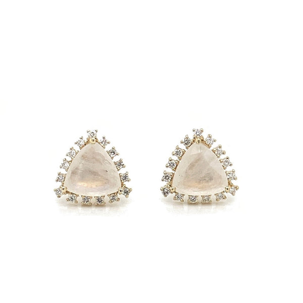 14K YELLOW GOLD DIAMOND MOONSTONE HOOP EARRINGS-EARRINGS-majolie-Yellow Gold-
