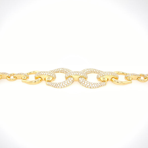 18K Yellow Gold Diamond Horsebit Link Bracelet- ****FLASH SALE****-Bracelets-pink diamond-