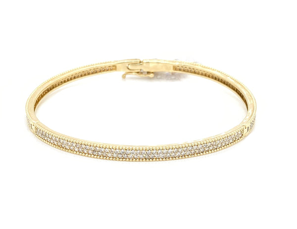 14K Yellow Gold Diamond Pave Bangle