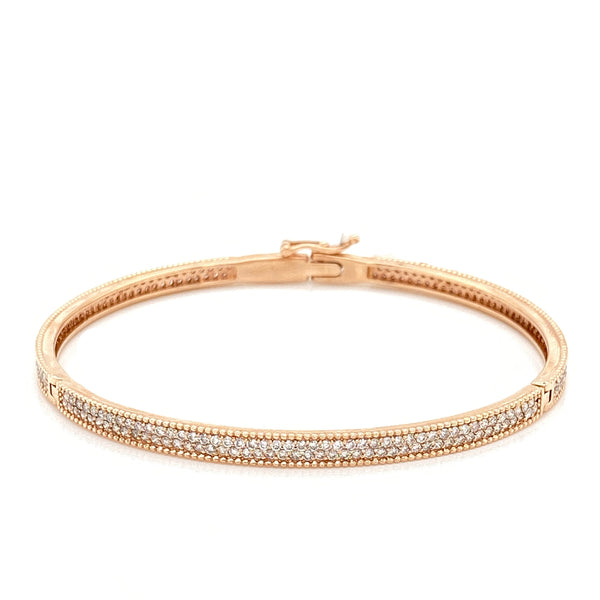 14K Rose Gold Diamond Pave Bangle