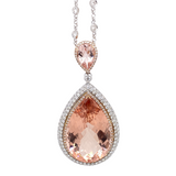 18K Rose Gold Diamond and Pear Morganite Pendant