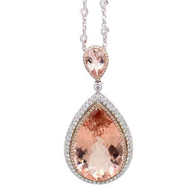 Rose gold morganite necklace deals