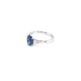 Platinum Oval Blue Sapphire + Pear Diamond ring-Rings-first image design corp-