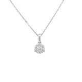 14K White Gold Diamond Cluster Small Necklace-Necklaces-VIMCO DIAMOND CORP-