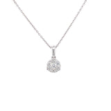 14K White Gold Diamond Cluster Small Necklace