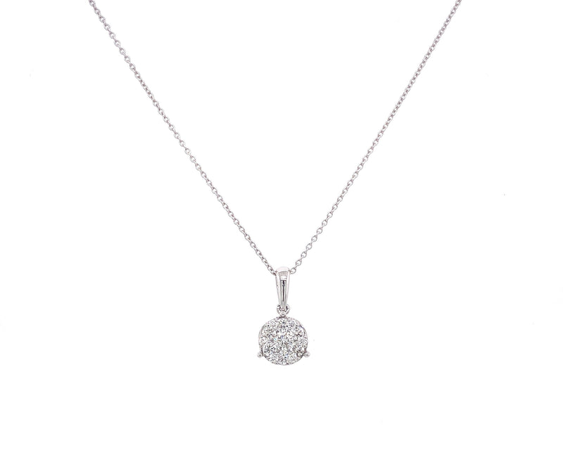 14K White Gold Diamond Cluster Large Necklace-Necklaces-VIMCO DIAMOND CORP-