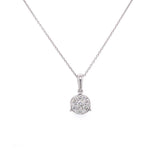 14K White Gold Diamond Cluster Medium Necklace-Necklaces-Vimco Diamond Corp-
