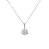 14K White Gold Diamond Cluster Medium Necklace
