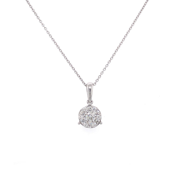 14K White Gold Diamond Cluster Large Necklace-Necklaces-VIMCO DIAMOND CORP-
