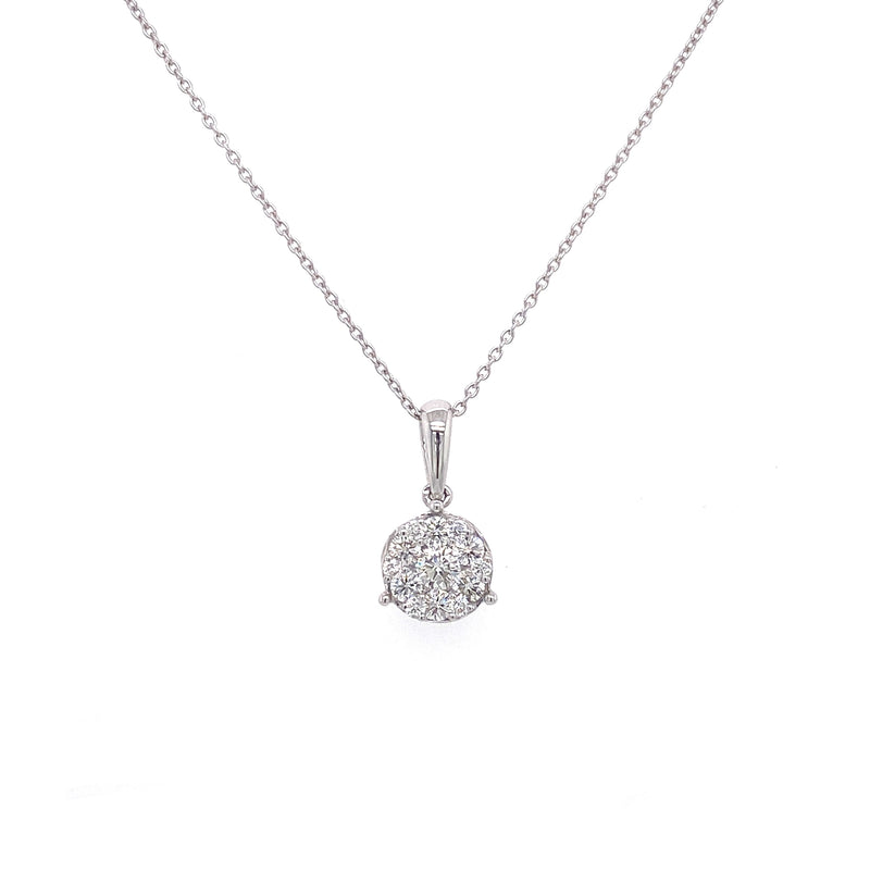 14K White Gold Diamond Cluster Large Necklace-Necklaces-VIMCO DIAMOND CORP-