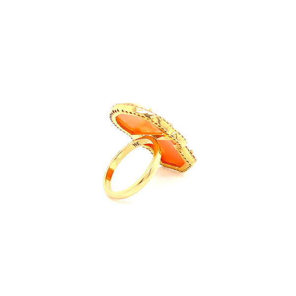 14K Yellow Gold Diamond Skull Cameo Ring-Rings-Hari Jewelers Inc.-