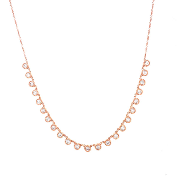 14K Rose Gold Diamond Choker Adjustable Necklace