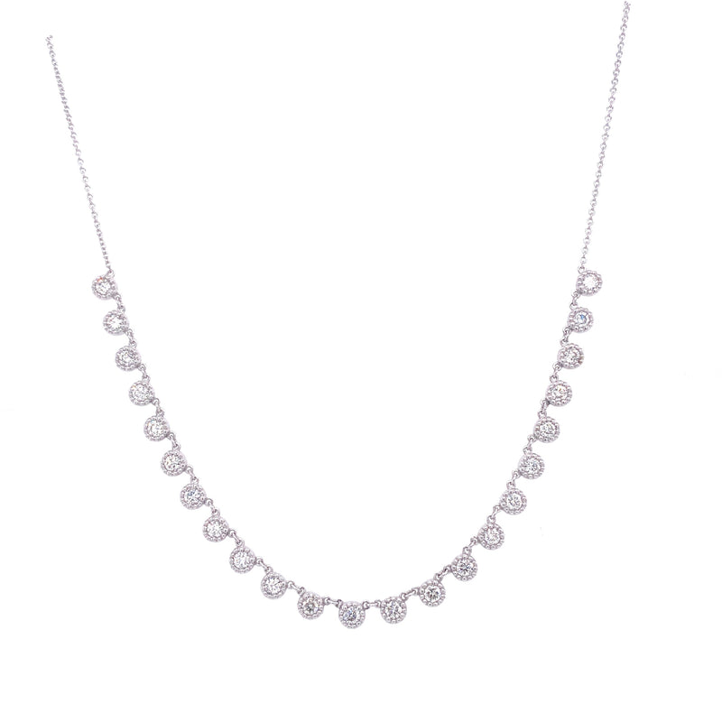 14K White Gold Diamond Choker Adjustable Necklace