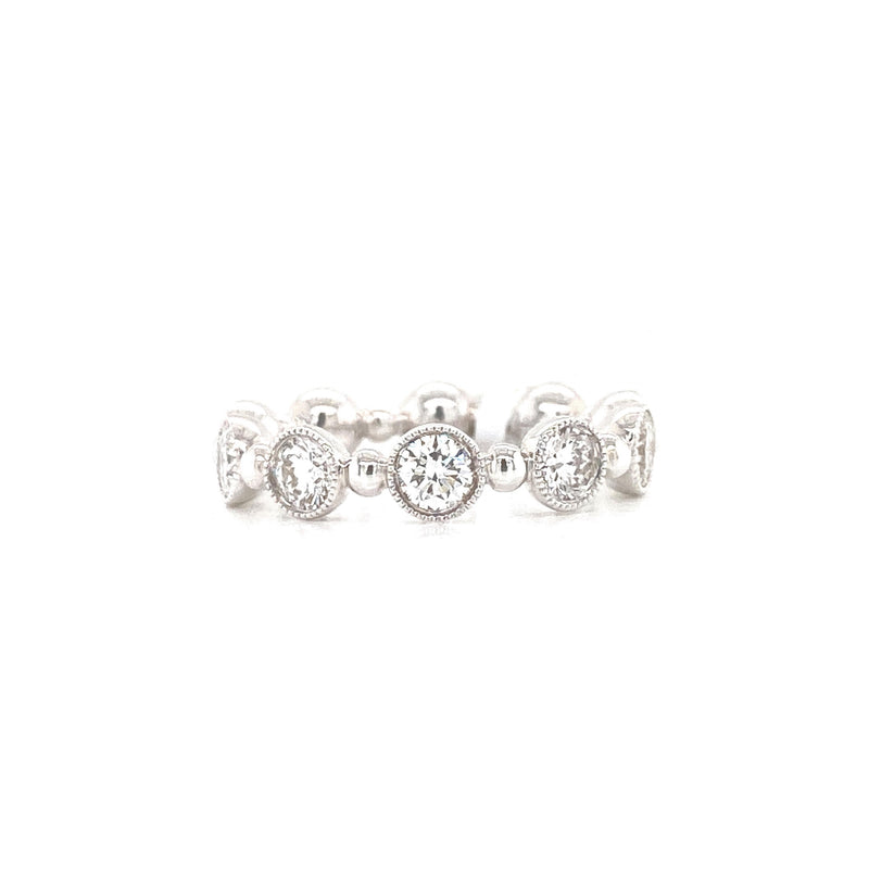 18K White Gold Diamond Milgrain Eternity Band