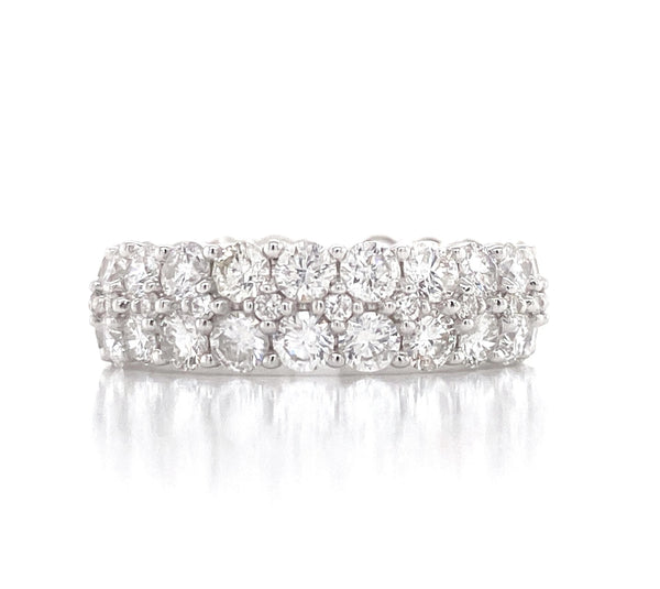 14K White Gold Diamond Double Row Band-Rings-MWI Jewelry-