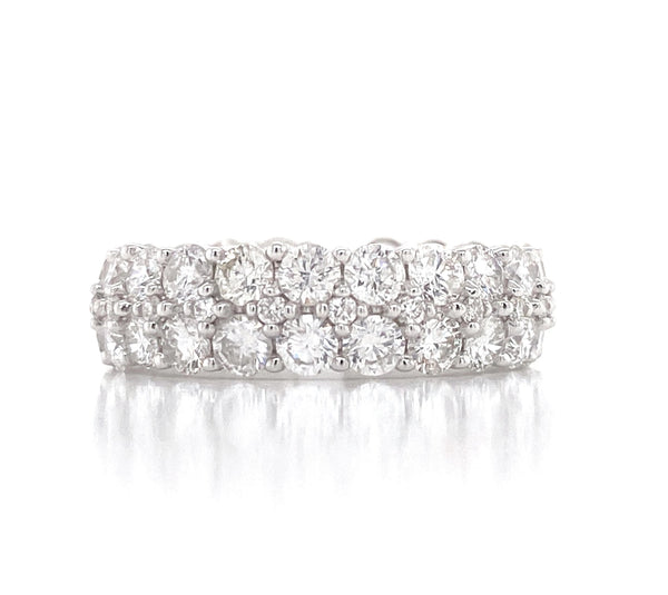 14K White Gold Diamond Double Row Band