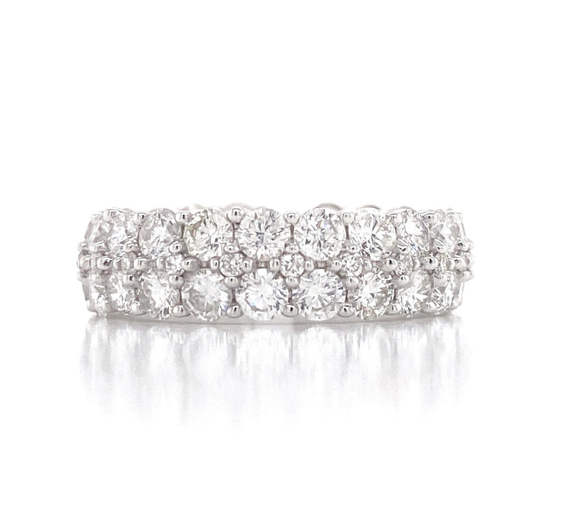 14K White Gold Diamond Double Row Band-Rings-MWI Jewelry-
