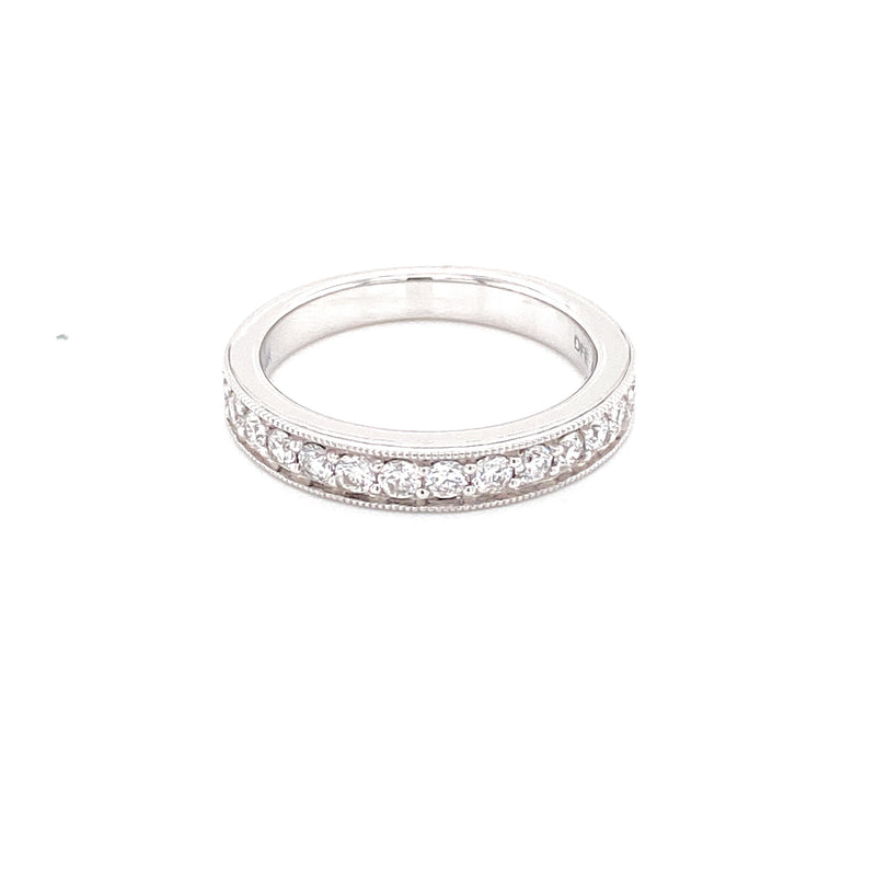 14K White Gold Diamond Milgrain Halfway Band