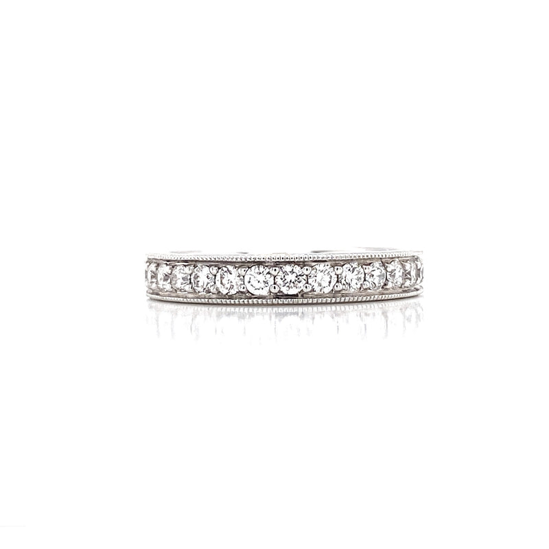 14K White Gold Diamond Milgrain Halfway Band