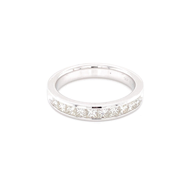 14K White Gold Princess Cut Diamond Halfway Band-Rings-MWI Jewelry-