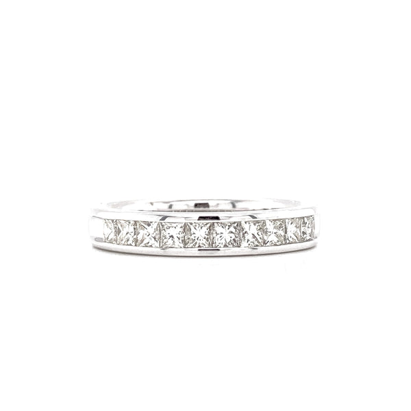 14K White Gold Princess Cut Diamond Halfway Band-Rings-MWI Jewelry-