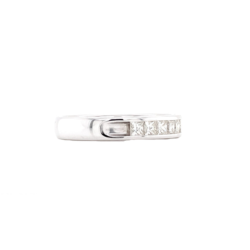 14K White Gold Princess Cut Diamond Halfway Band