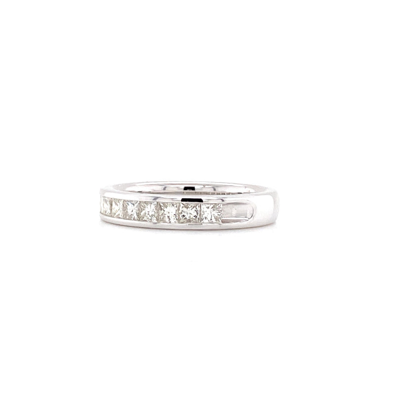 14K White Gold Princess Cut Diamond Halfway Band