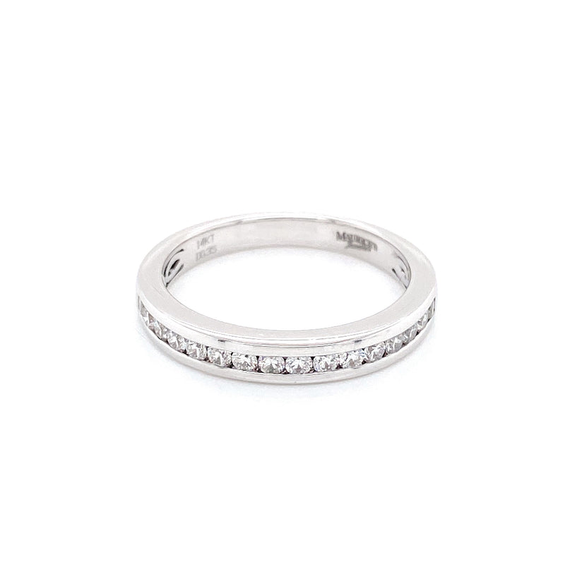 14K White Gold Diamond Channel Set Band-Rings-KGK JEWELRY-