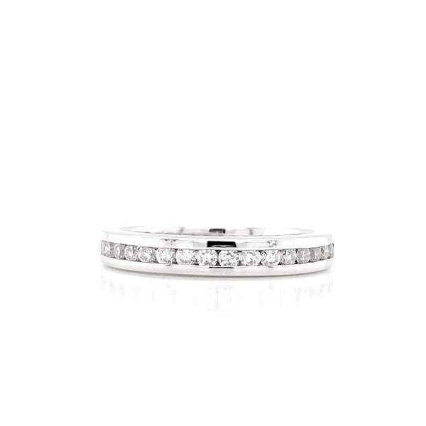 14K White Gold Diamond Channel Set Band-Rings-KGK JEWELRY-