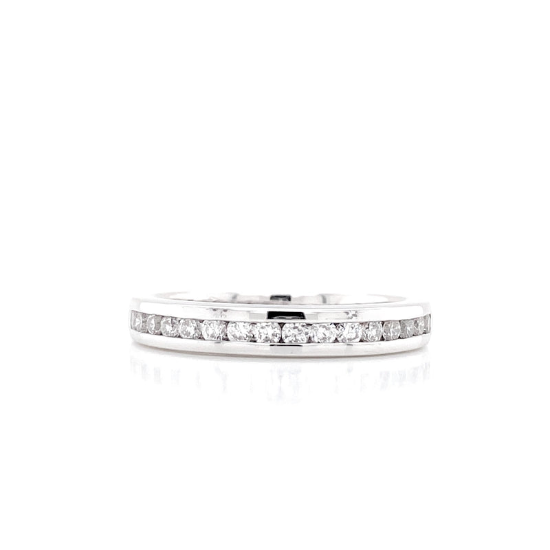 14K White Gold Diamond Channel Set Band-Rings-KGK JEWELRY-