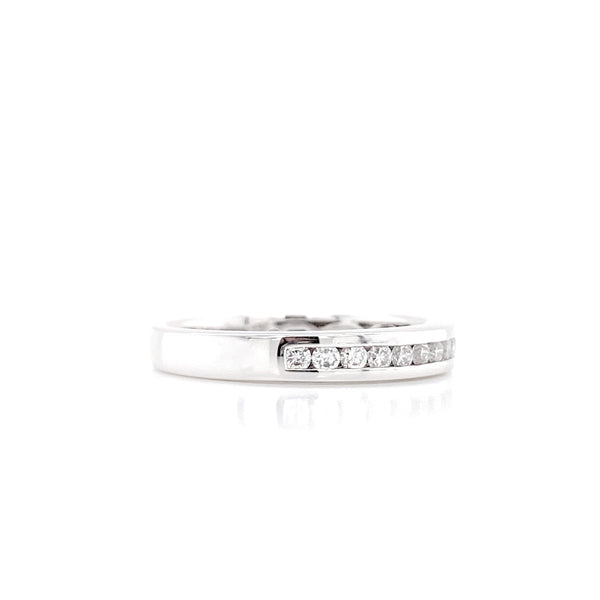 14K White Gold Diamond Channel Set Band-Rings-KGK JEWELRY-
